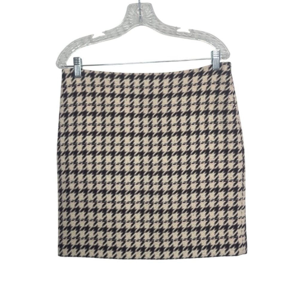 White House Black Market Houndstooth Wool Blend Pencil Skirt Size 8